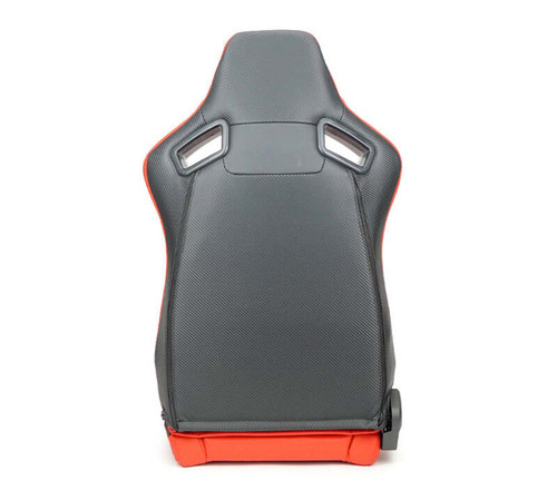 NRG Omega Reclinable Racing Seat (Pair) Red with Black Carbon Vinyl Back - RSC-750RD/BK L/R Photo - Close Up