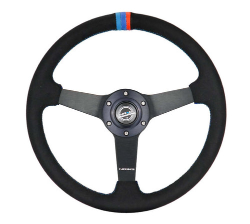 NRG Sport Wheel (350mm) 3 Solid Spokes - 1.5in Deep - Matte Black - Minty Fresh Miata Logo Etched - RST-037MB-SA-M3 Photo - Primary