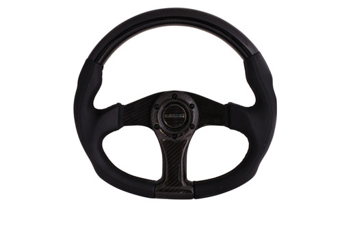 NRG Carbon Fiber Steering Wheel (350mm) Oval Shape w/Black Carbon & Leather Trim - ST-013CFCF Photo - Primary