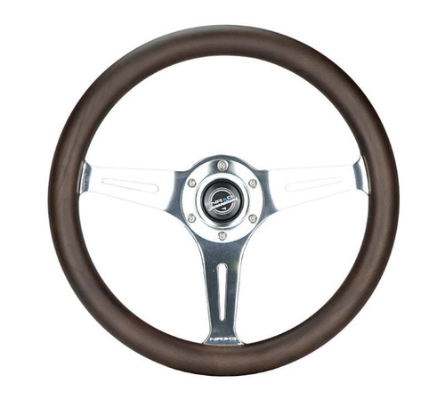 NRG Classic Wood Grain Wheel - 350mm 3 Chrome Silver Spokes Oak Color Wood - ST-015SL-OAK Photo - Primary