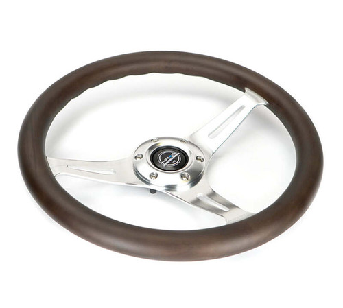 NRG Classic Wood Grain Wheel - 350mm 3 Chrome Silver Spokes Oak Color Wood - ST-015SL-OAK Photo - Close Up