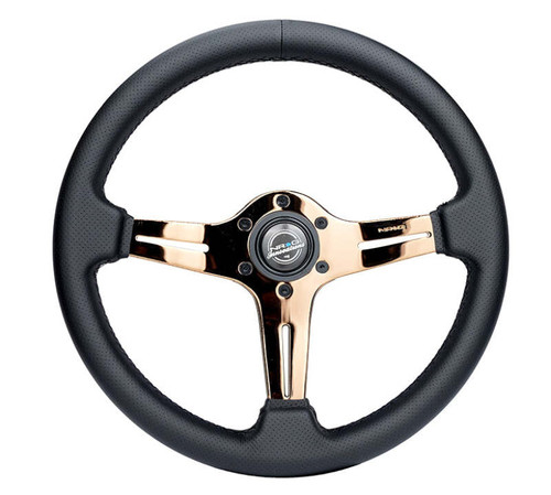 NRG Light Weight Gaming Steering Wheel - Blitz 350mm 3 Rose Gold Spokes Slits - Leather - No Dish - ST-018RG-PR Photo - Primary