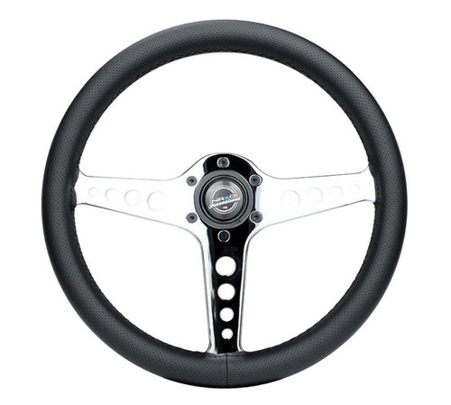 NRG Light Weight Gaming Steering Wheel - Driftz 350mm 3 Chrome Spokes Perforated Leather - ST-034CH-PR Photo - Primary