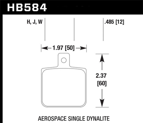 Hawk Aerospace Single Dynalite HPS 5.0 Street Brake Pads - HB584B.485 Photo - Primary