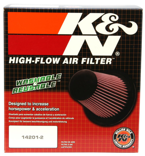 K&N 2-1/8in FLG O/S 4in X 3in 5in H OVAL (4 PER BOX) Universal Clamp-On Air Filter - RU-2754 Photo - in package