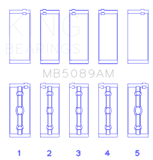 King Toyota 1RZ (Size 0.25) Crankshaft Main Bearing Set - MB5089AM025 Photo - Primary