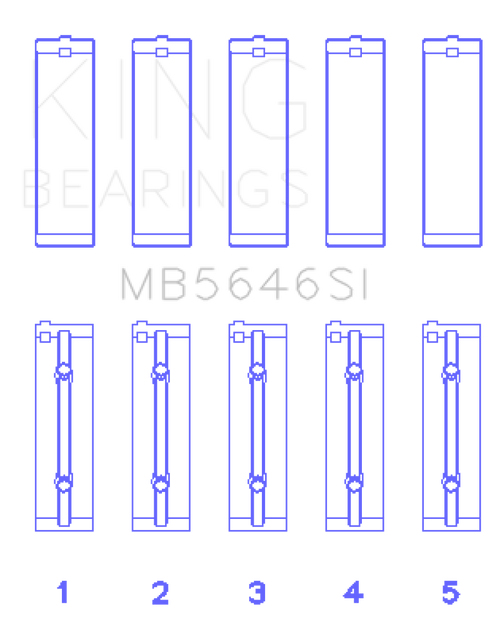 King Toyota 1AZFE / 2 AZFE (Size +0.25mm) Crankshaft Main Bearing Set - MB5646SI0.25 Photo - Primary