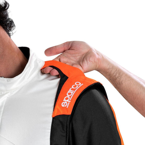 Sparco Suit Competition 48 White/Orange - 00114448BNAF Photo - Close Up