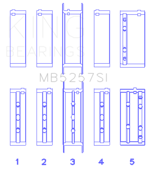 King GM 379 V8 OHV (Size 0.50mm) Main Bearing Set - MB5257SI05 Photo - Primary