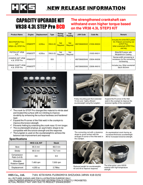 HKS BCD Piston Kit VR38 4.3L STEP Pro - 21004-AN024 Photo - Close Up