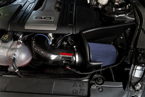 Corsa 2018+ Ford Mustang GT 5.0L V8 MaxFlow 5 Oiled Open Element Carbon Fiber Air Intake - Black - 44006 Photo - Mounted