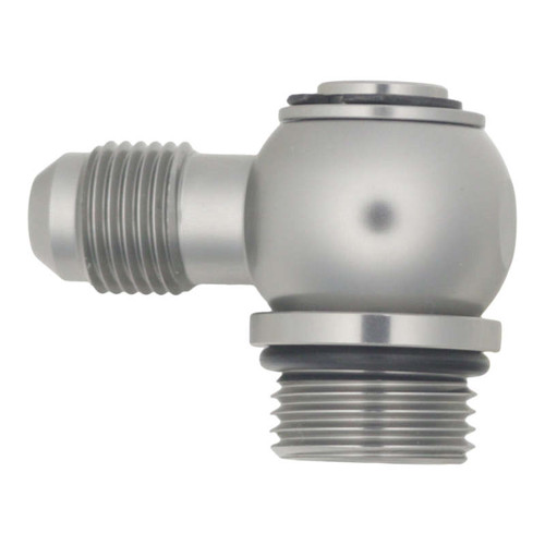 DeatschWerks 8AN ORB Male to 6AN Male Flare Low Profile 90-Degree Swivel - Anodized DW Titanium - 6-02-0419 Photo - Primary