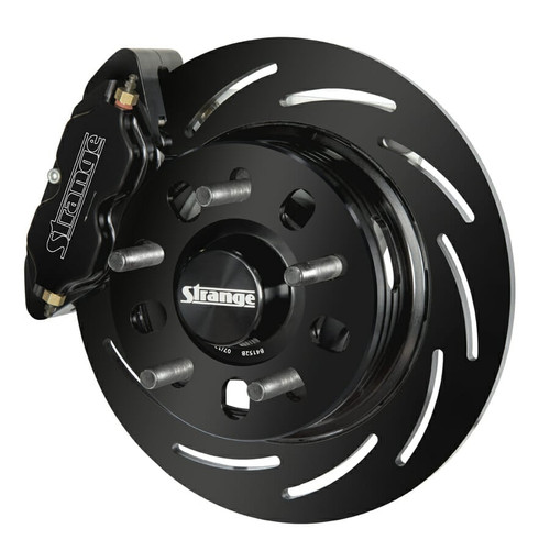 Strange Pro II H/D Front Brake Kit 2005-2014 Mustang - 4 1/2" B.C. 2 Pc Rotors, 4 Piston Calipers & DTC-30 Semi Metallic Pads