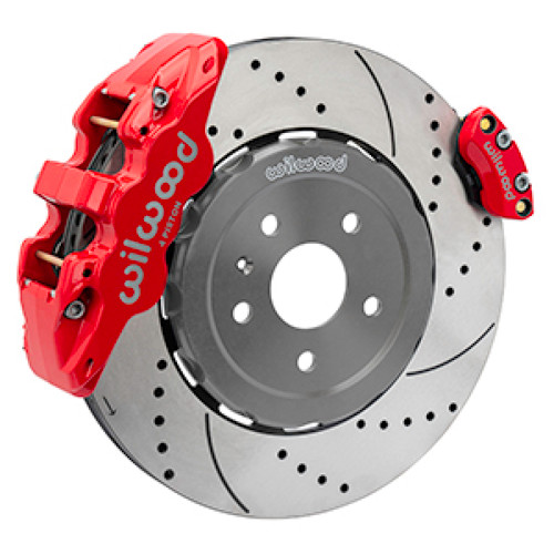 Wilwood 20-23 Chevy Corvette C8 Aero4 Red Rear Big Brake Kit - Drilled & Slotted - 140-17009-DR Photo - Primary