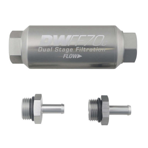 DeatschWerks 5/16in 10 Micron 70mm Compact In-Line Fuel Filter Kit - 8-03-70C-010K-516 Photo - Primary