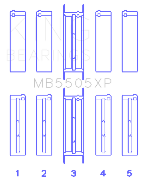 King Ford V8 351ci 5.8L / 400ci 6.6L 16V (Size .001) Main Bearing Set - MB5505XP001 Photo - Primary