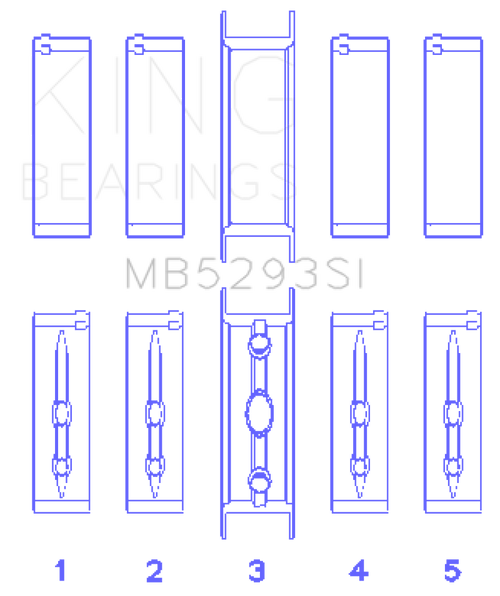 King GM 294/325/345/364CI 4.8/5.3/5.7/6.0L L20/LS1/LS2/LS4/LS6 (Size 040) Main Bearing Set - MB5293SI 040 Photo - Primary