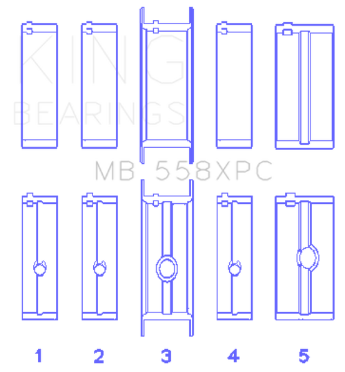 King Chrysler 273 / 301 / 313 / 318 / 340 (Size STDX Oversized) Crankshaft Main Bearing Set - MB558XPCSTDX Photo - Primary