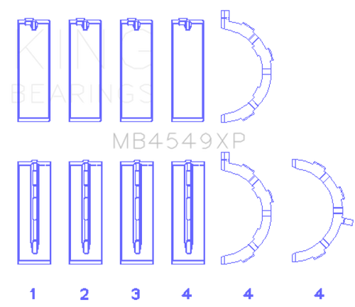 King Ford Ecoboost 3.5L V6 (size .10) Coated Main Bearing Set - MB4549XP010 Photo - Primary