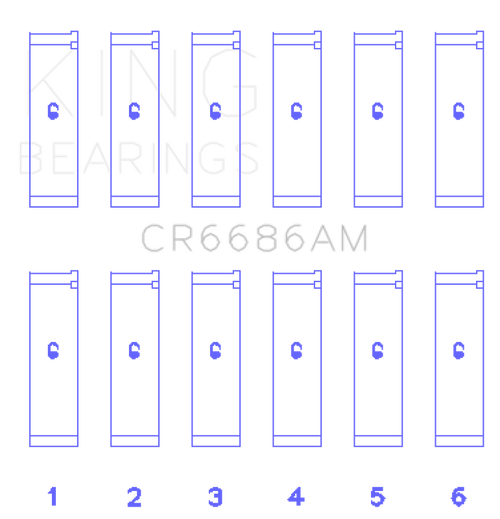 King Engine Bearings Toyota 1Mzfe (Size +0.25mm) Connecting Rod Bearing Set - CR6686AM0.25 Photo - Primary