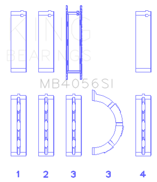 King Engine Bearings Ford 155 (Size +0.75mm) Main Bearing Set - MB4056SI0.75 Photo - Primary