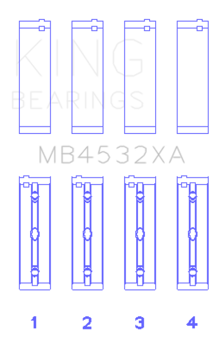 King Engine Bearings Mercedes Benz Om 642.822/36/910/20/30/70 (Size +0.25mm) Main Bearing Set - MB4532XA0.25 Photo - Primary