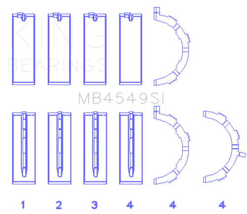 King Engine Bearings Ford Ecoboost 3.5L V6 (Size +0.25mm) Main Bearing Set - MB4549SI0.25 Photo - Primary
