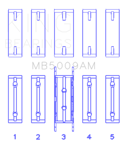 King Engine Bearings Ford Fiesta 1.25I (ZETec/Ecoboost 1.6) (Size +0.25mm) Main Bearing Set - MB5009AM0.25 Photo - Primary