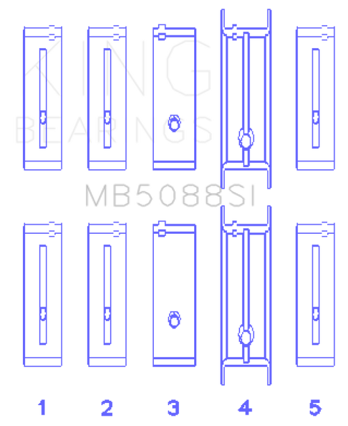 King Engine Bearings ChevrolET/Isuzu Ohv Ln2 (Size +0.25mm) Main Bearing Set - MB5088SI0.25 Photo - Primary