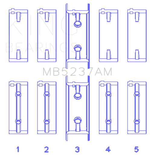 King Engine Bearings Mitsubishi 4G12 (Size +0.25mm) Main Bearing Set - MB5237AM0.25 Photo - Primary