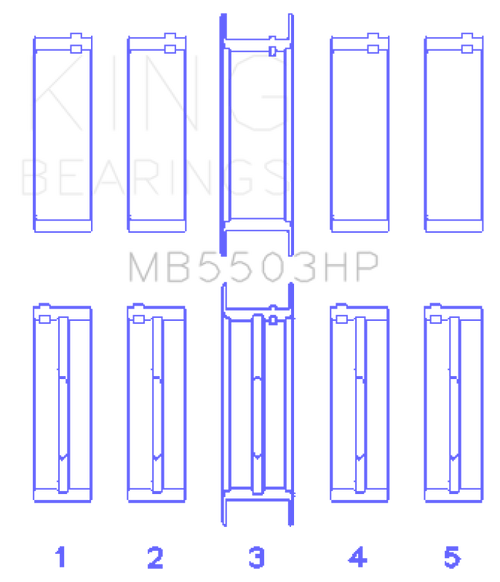 King Engine Bearings Ford V8 351Ci 5.8L 16V - Cleveland (Size STDX) Main Bearing Set - MB5503HPSTDX Photo - Primary