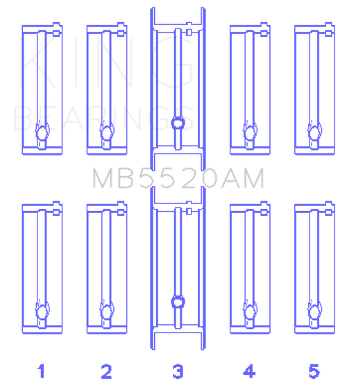 King Engine Bearings Opel C20Xe/X18Xe/X22Xe (Size +0.50mm) Main Bearing Set - MB5520AM0.5 Photo - Primary