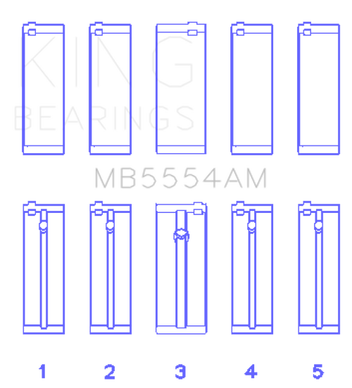 King Engine Bearings Toyota 3Sgte (Size +0.50mm) Main Bearing Set - MB5554AM0.5 Photo - Primary
