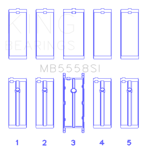 King Engine Bearings Ford R6A/114Ci 1.9L/121Ci 2.0L (Size +0.25mm) Main Bearing Set - MB5558SI0.25 Photo - Primary