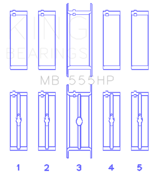 King Engine Bearings Chrysler 350/361/383/403 (Size STDX) Main Bearing Set - MB555HPSTDX Photo - Primary