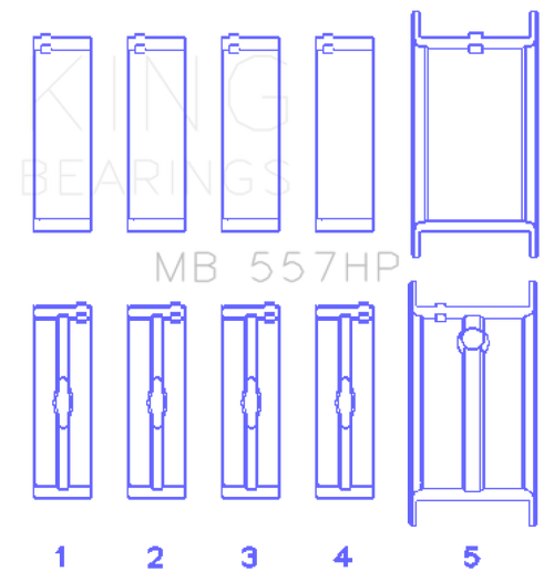 King Engine Bearings General Motors 262/267/302/307/327/350 (Size STDX) Main Bearing Set - MB557HPSTDX Photo - Primary