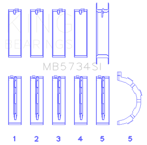 King Engine Bearings Ford 302 Cid Coyote (Size +0.25mm) Main Bearing Set - MB5734SI0.25 Photo - Primary