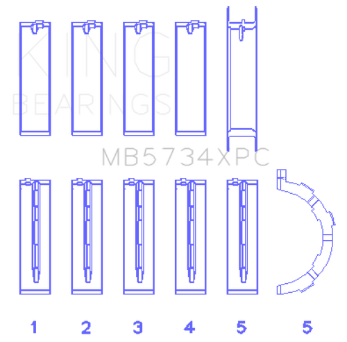 King Engine Bearings Ford 302 Cid Coyote (Size +0.25mm) Main Bearing Set - MB5734XPC0.25 Photo - Primary