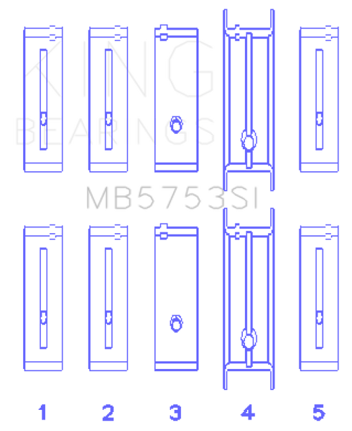 King Engine Bearings ChevrolET/Isuzu Ohv Ln2 Fl O/S 010 (Size +0.50mm) Main Bearing Set - MB5753SI0.5 Photo - Primary