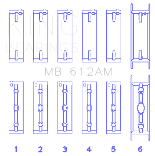 King Engine Bearings Volvo 520/B5252/B5254F/T/B5234F/T (Size +0.25mm) Main Bearing Set - MB612AM0.25 Photo - Primary