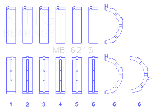 King Engine Bearings Ford 415 (Size +0.50mm) Main Bearing Set - MB621SI0.5 Photo - Primary