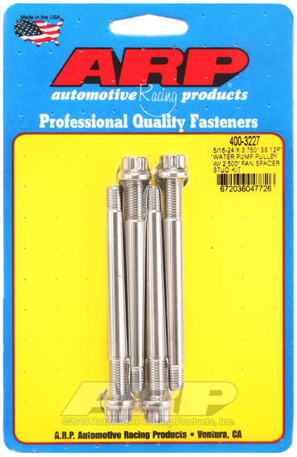 ARP 5/16-24 X 3.750 SS 12pt water pump pulley w/ 2.500in fan spacer stud kit - 400-3227 Photo - Primary