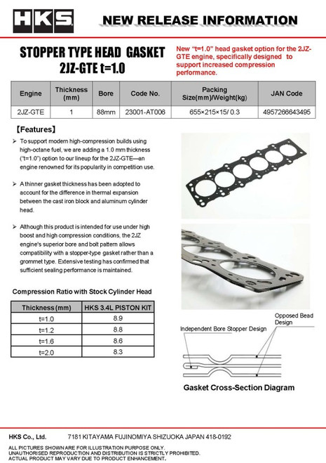 HKS STOPPER TYPE HEAD GASKET 2JZ t=1.0 - 23001-AT006 Photo - Close Up