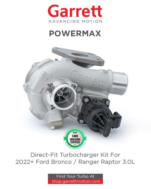 Garrett 2021+ Ford Bronco 2.7L GT1752S PowerMax Turbocharger Kit - 926432-5001S User 1