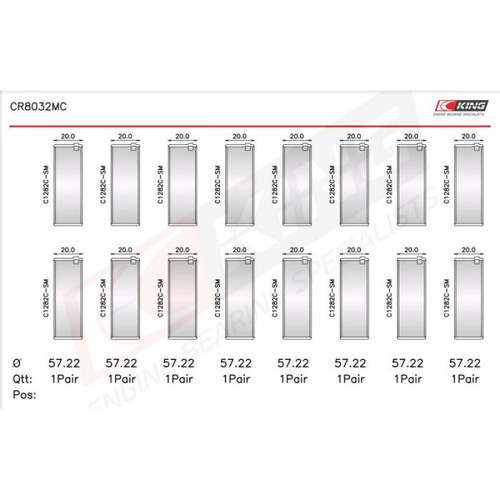 King Engine Bearings Chrysler 345/370 16V  (Size STD) Rod Bearing Set - CR8032MC Photo - Primary