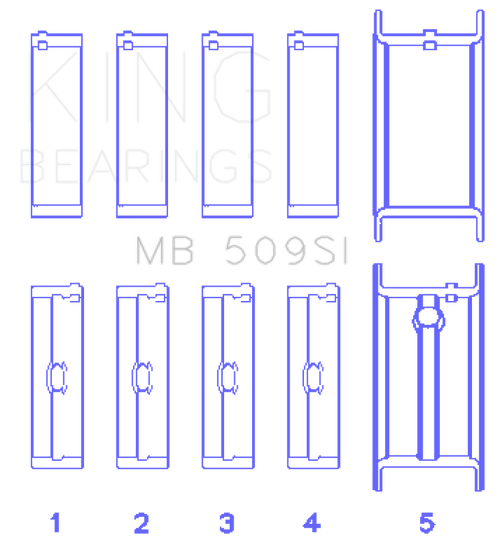 King Engine Bearings Chevrolet 400 Crankshaft Main Bearing Set (Set of 5) - Size .001 - MB509SI001 Photo - Primary