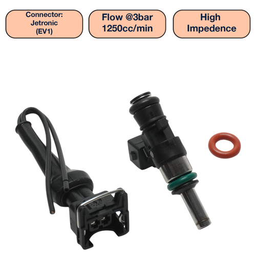 DeatschWerks Universal 1250cc Single Fuel Injector / 34mm Length / 14mm O-Ring Seals - DW1250-34-14-14-1 Photo - Primary