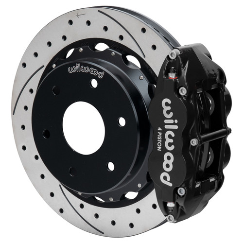 Wilwood 03-08 Audi A4 FNSL4R Rear Big Brake Kit 12.88in Drilled & Slotted Rotor - Black - 140-18151-D Photo - Primary
