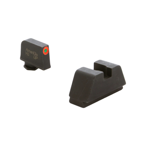 AMERIGLO OPTIC COMPATIBLE SIGHT SET FOR GLOCK® - GL-511 XL TALL GREEN TRITIUM ORANGE OUTLINE .315 FRONT, FLATBLACK .394" REAR