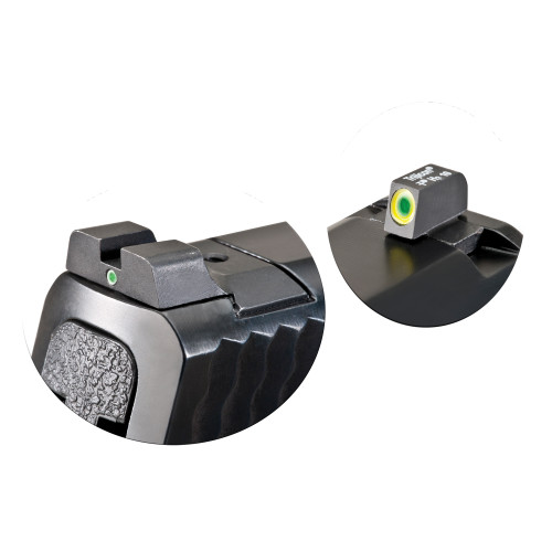 AMERIGLO I-DOT SIGHT SET FOR SMITH & WESSON® M&P (EXCLUDES .22, .380, SHIELD, EZ, PRO, C.O.R.E AND EQUALIZER) SW-301 | GREEN TRITIUM LUMI GREEN OUTLINE FRONT, GREEN SINGLE DOT REAR